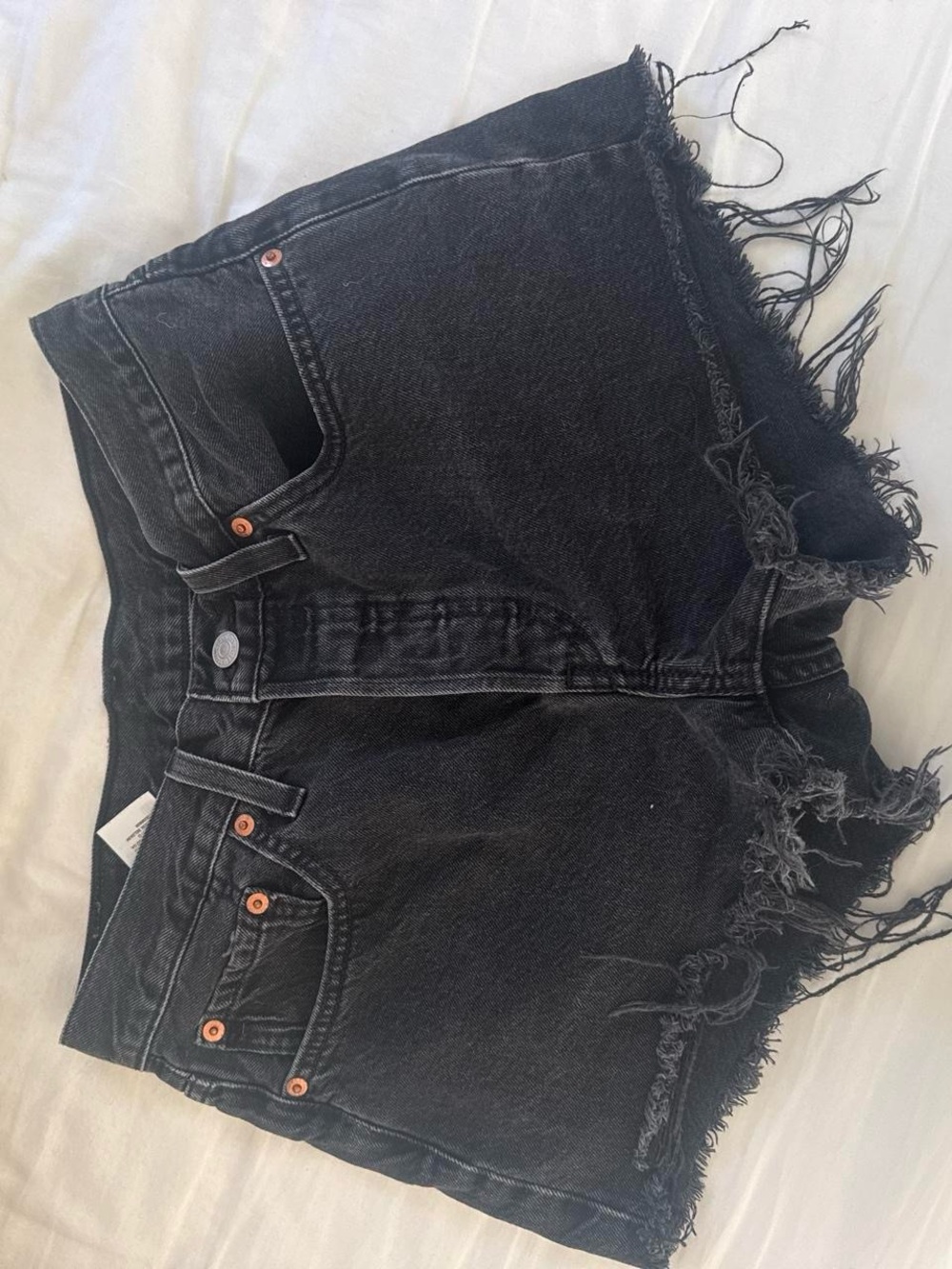 Levi's Black Distressed Frayed Hem Jean Shorts